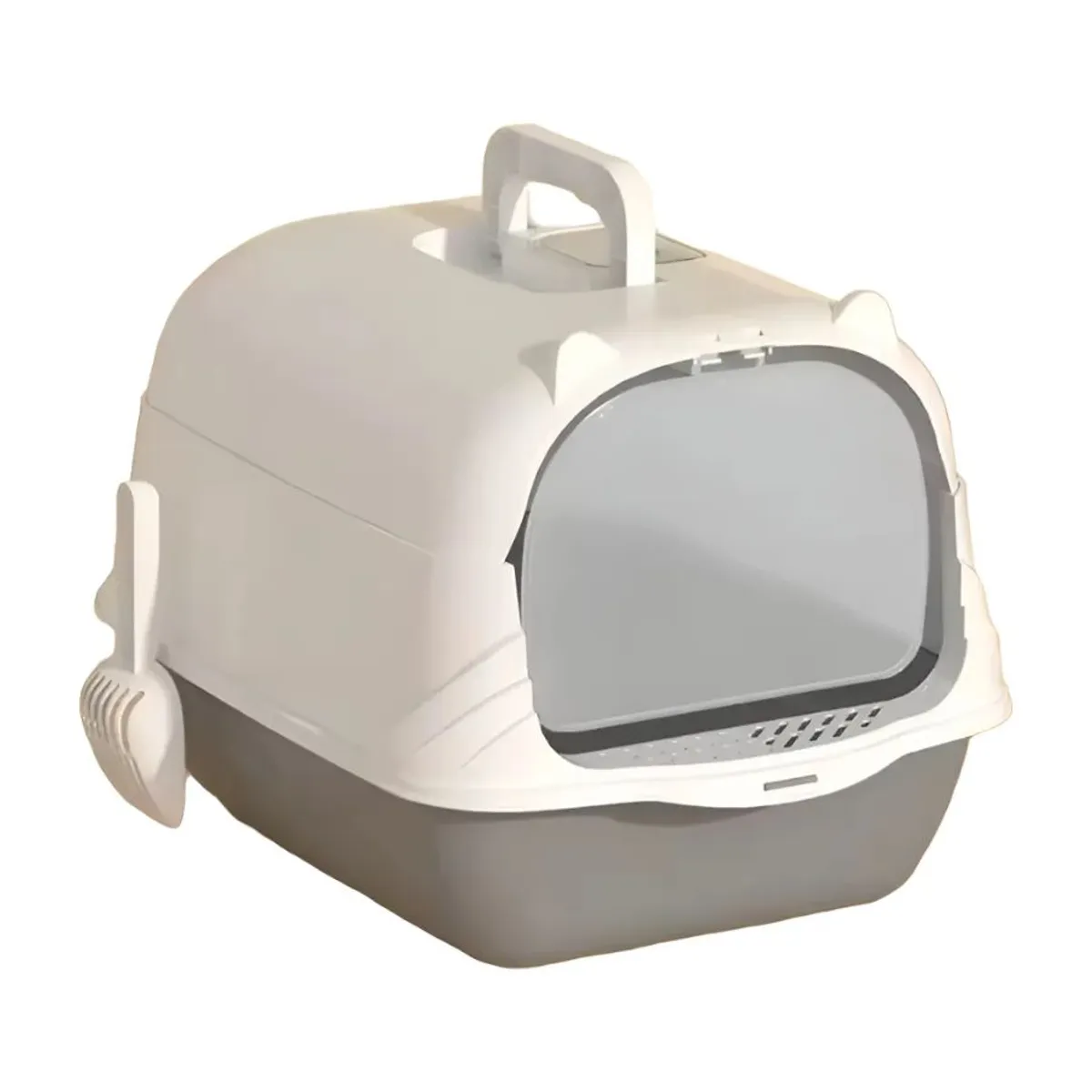 GENERICO - Arenero Baño Sanitario De Gatos Tapa Plegable Grande Gris