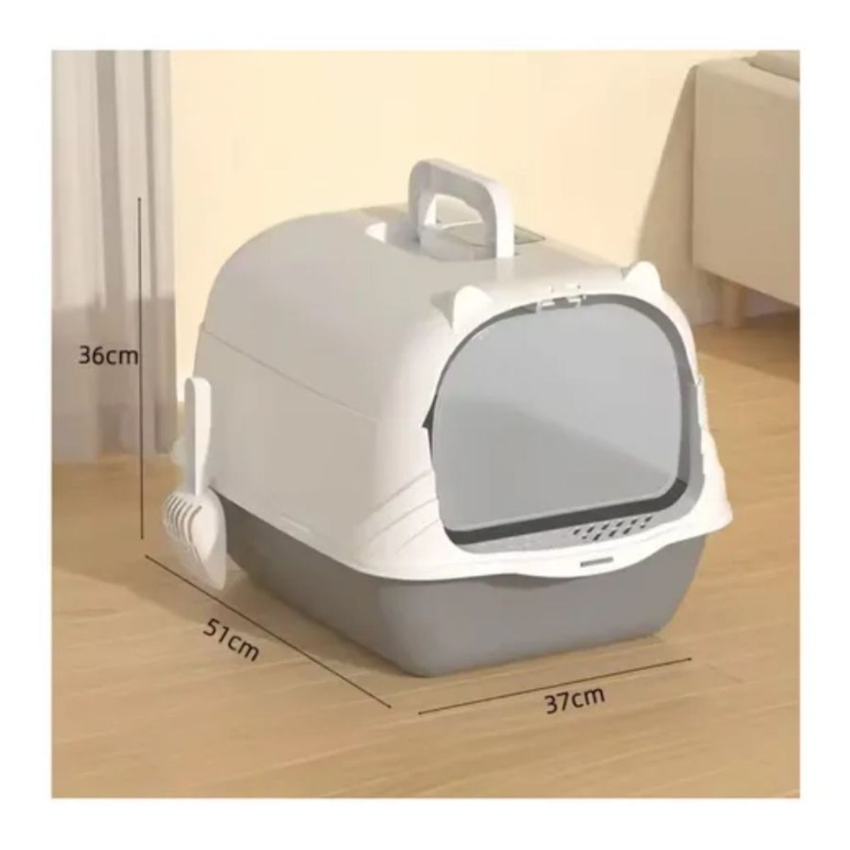 GENERICO - Arenero Baño Sanitario De Gatos Tapa Plegable Grande Gris