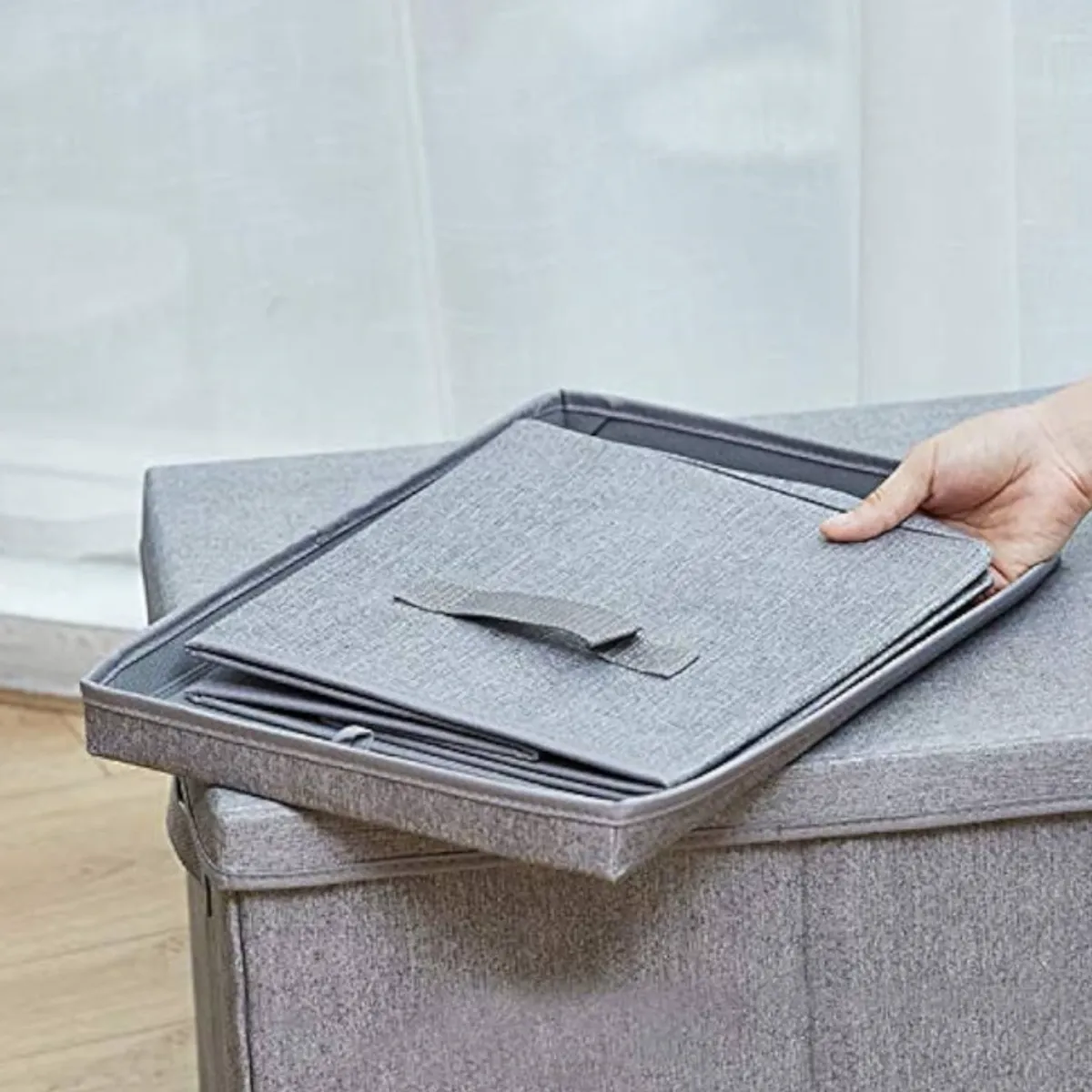 GENERICO - Caja Organizadora De Tela Con Tapa Para Ropa 30x28x15 Cm