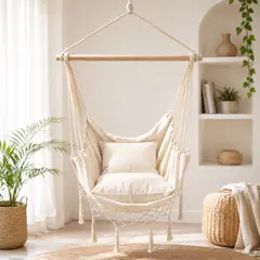 DOPA - Silla Colgante Hamaca De Lona Y Algodon Con Cojines Crudo