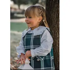 KIDS BOUTIQUE GUNGURU - Blusa Isabella, infantil, cuello peter pan, mangas englobadas, texturizada, blanca