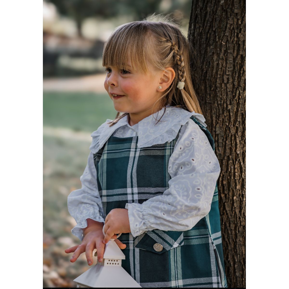 KIDS BOUTIQUE GUNGURU - Blusa Isabella, infantil, cuello peter pan, mangas englobadas, texturizada, blanca