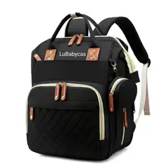 LUBABYCAS - Mochila Maternal Impermeable Con Accesorios Negra Bebé