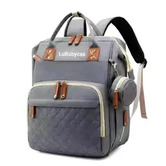 LUBABYCAS - Mochila Maternal Impermeable Con Accesorios Gris Bebé
