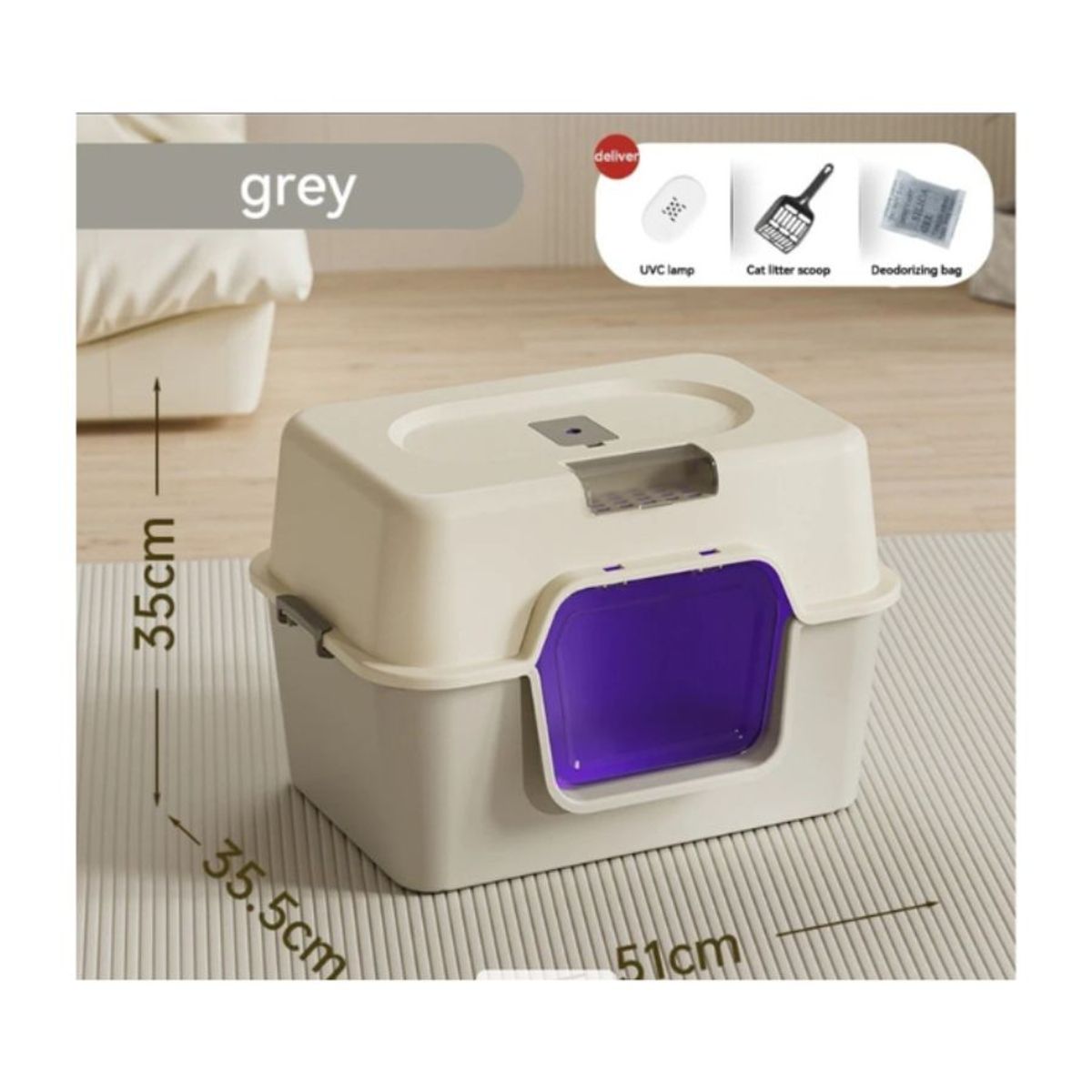 GENERICO - Arenero Bandeja Sanitaria Higiene para Gatos Desmontable Gris