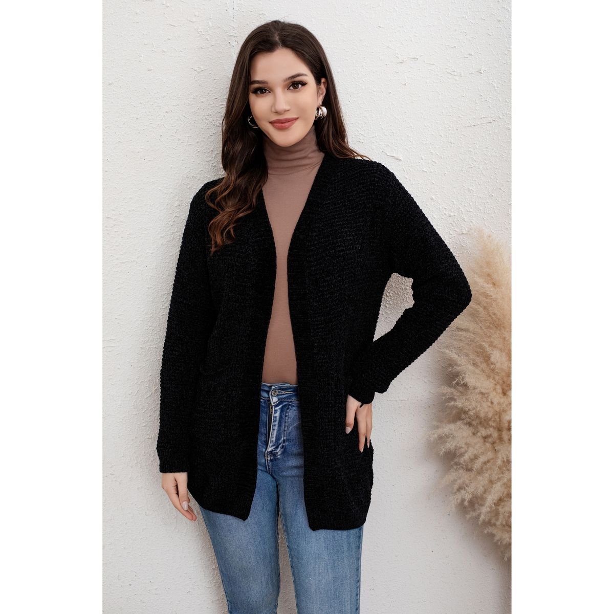 LIKE SHOP - Tapado Mujer Algodón Chenille Toda Temporada Tejido Puntos 6014