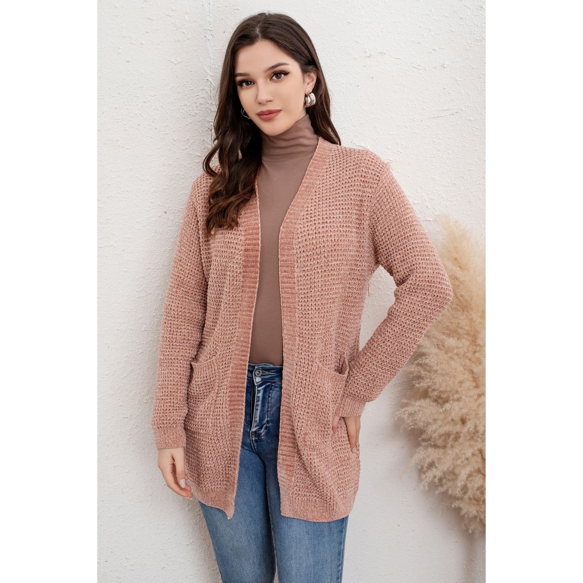 LIKE SHOP - Tapado Mujer Algodón Chenille Toda Temporada Tejido Puntos 6014