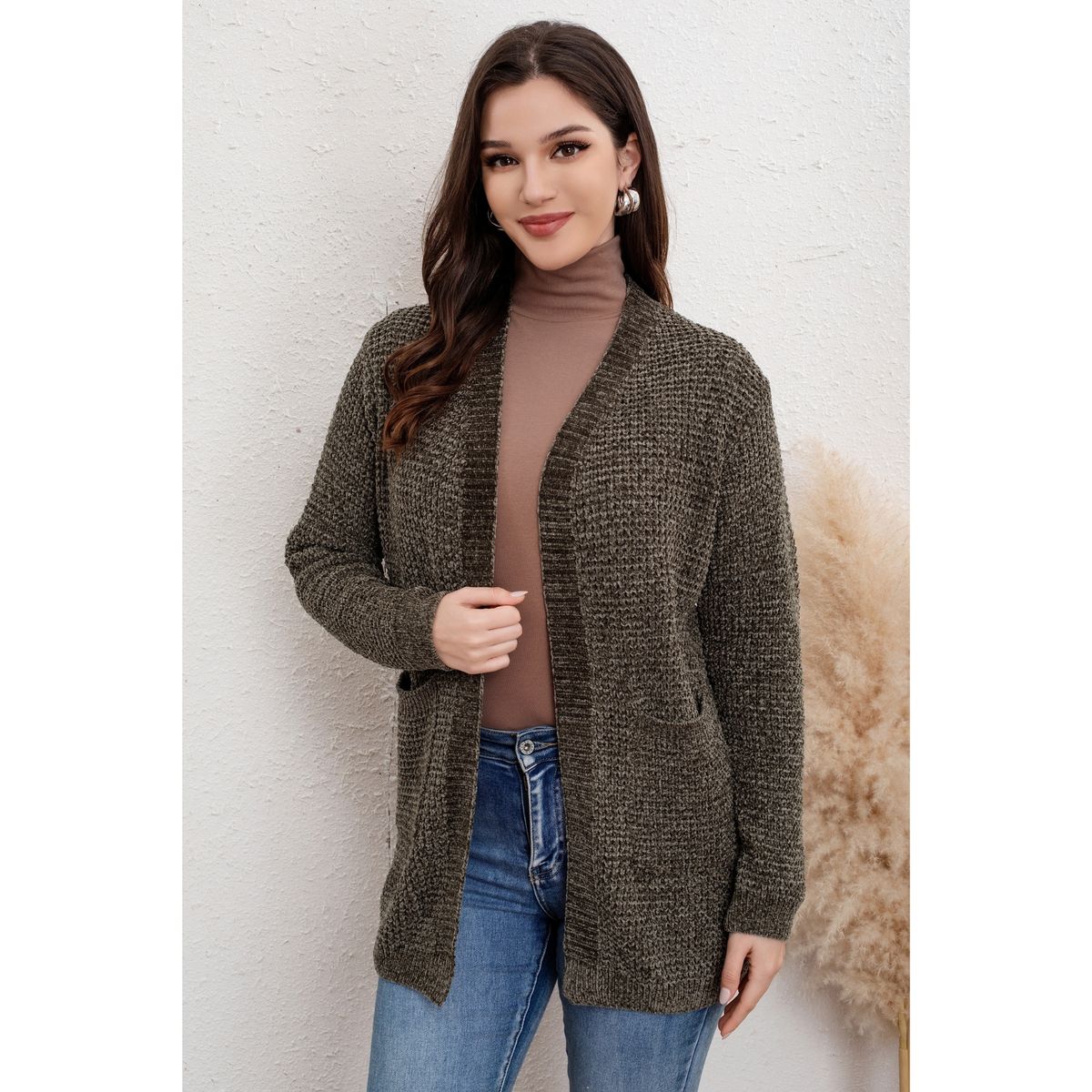 LIKE SHOP - Tapado Mujer Algodón Chenille Toda Temporada Tejido Puntos 6014