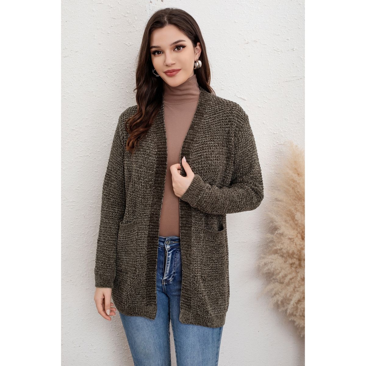 LIKE SHOP - Tapado Mujer Algodón Chenille Toda Temporada Tejido Puntos 6014