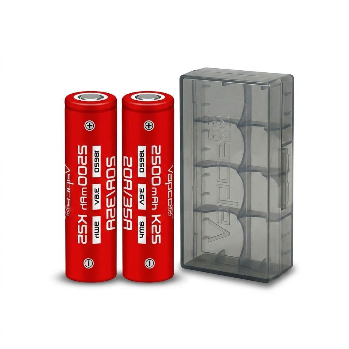 GENERICO - Pack 2 Baterías Para Vaporizador 18650 Vapcell K25 3.6V 2500mAh 20A/35A Con Caja Vapcell