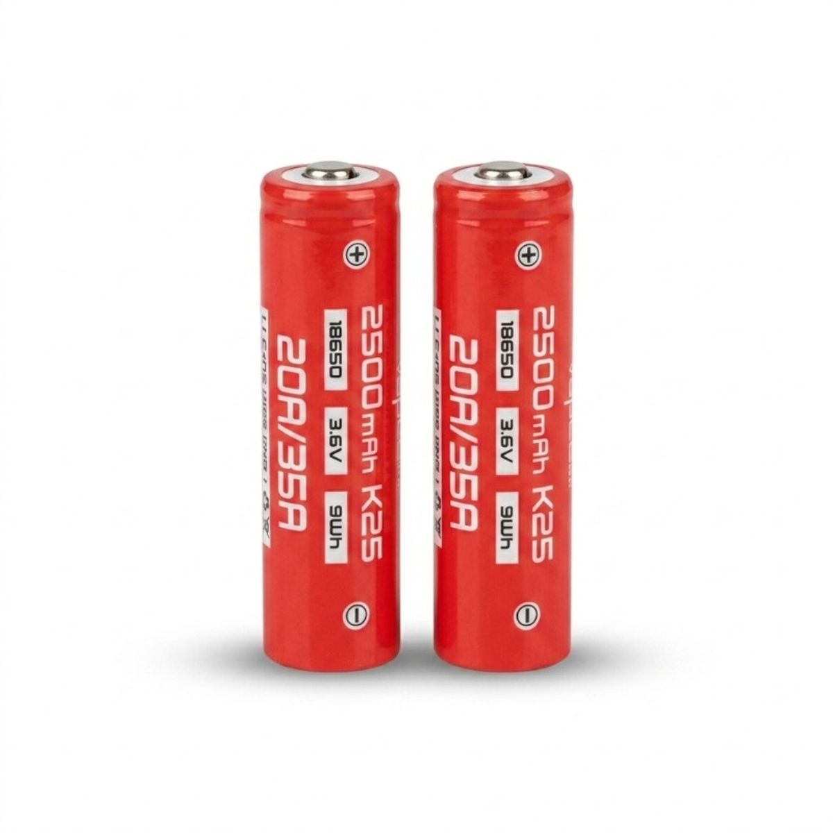 GENERICO - Pack 2 Baterías Para Vaporizador 18650 Vapcell K25 3.6V 2500mAh 20A/35A Con Caja Vapcell