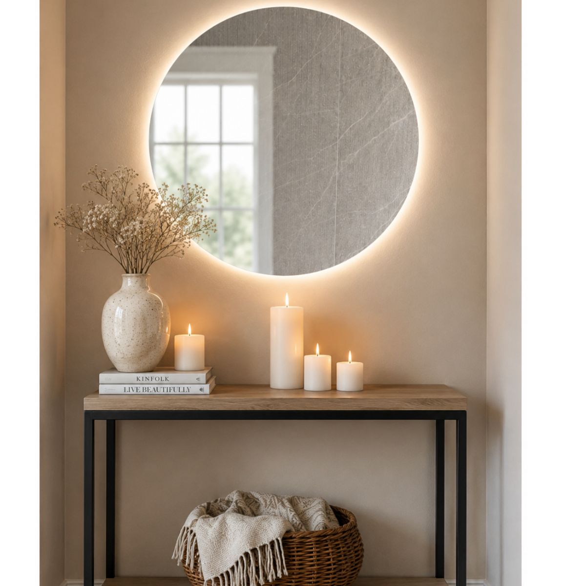GENERICO - Espejo LED Redondo Sin Marco 70 cm