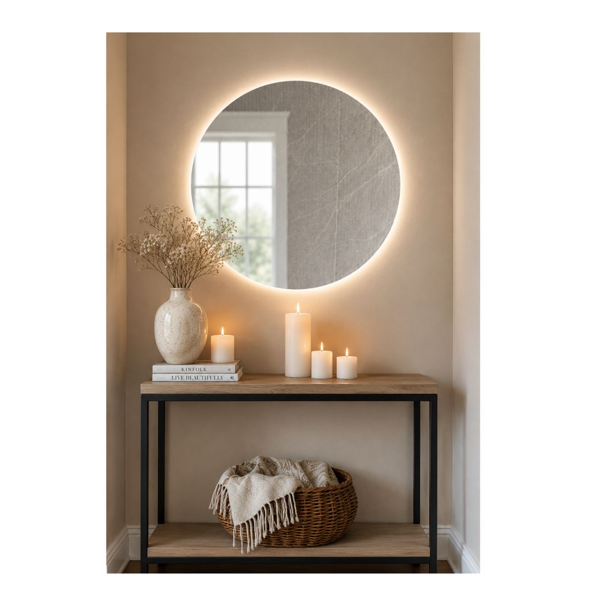 GENERICO - Espejo LED Redondo Sin Marco 70 cm