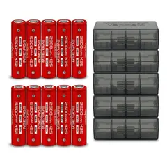 GENERICO - Pack 10 Pilas Baterias Para Vaporizador 18650 Recargables Vapcell 2500mah + 5 Cajas Vapcell
