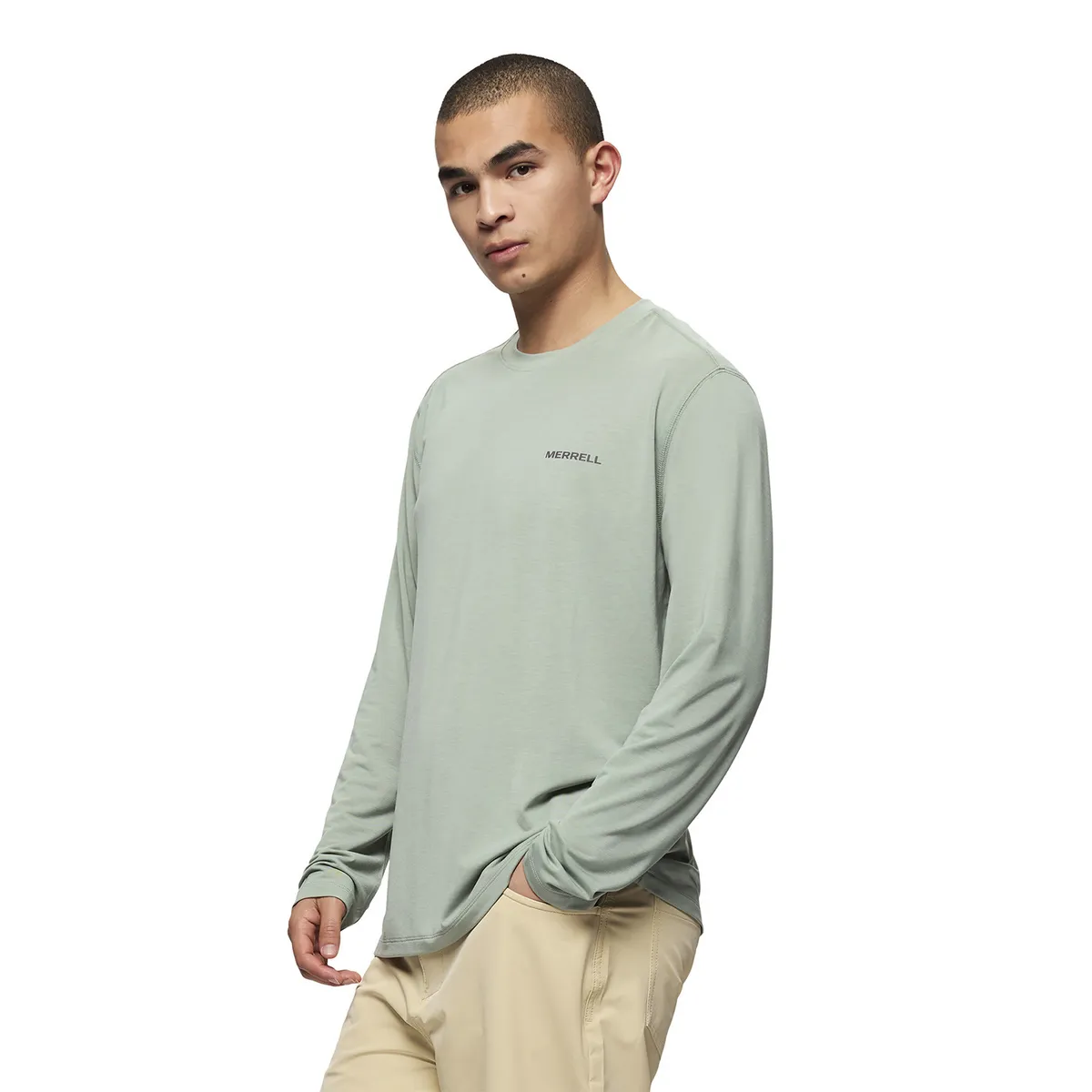 MERRELL - Polera Manga Larga Hombre Vista Tencel Verde MERRELL