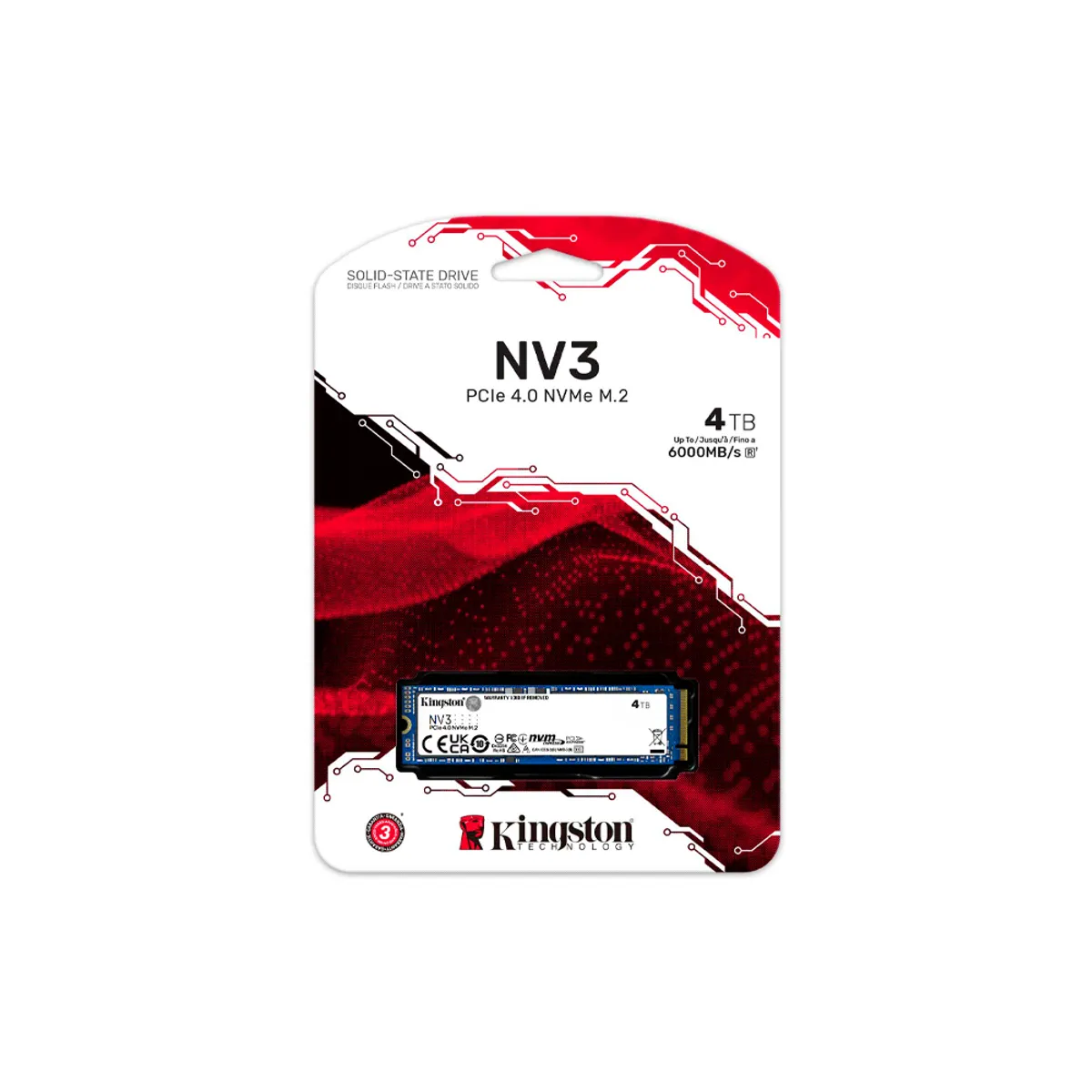 KINGSTON - Unidad SSD Kingston 4TB NV3 PCI-e 4.0 NVMe M.2 SNV3S/4000G
