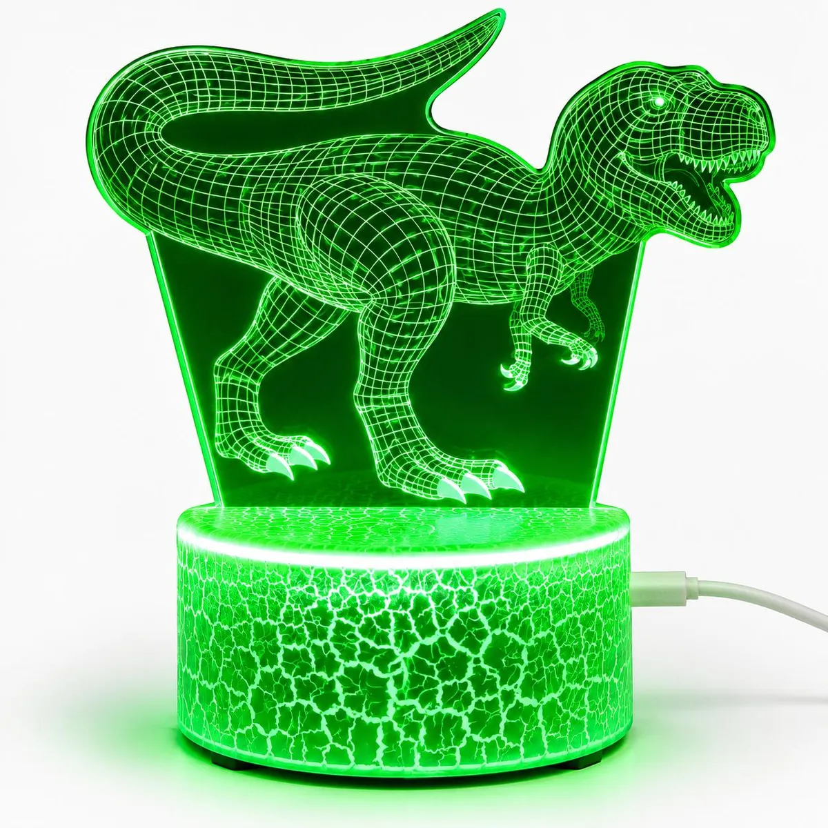 GENERICO - Lampara LED 3D Dinosaurio RGB USB Decorativa