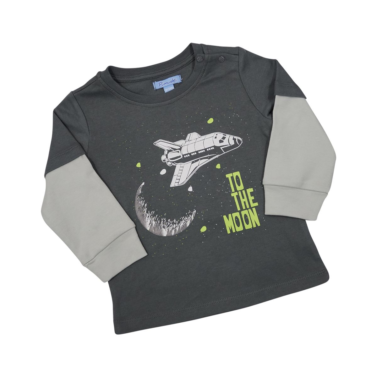 PUMUCKI - Polera Manga Larga Niño Space Gris 100% Algodón