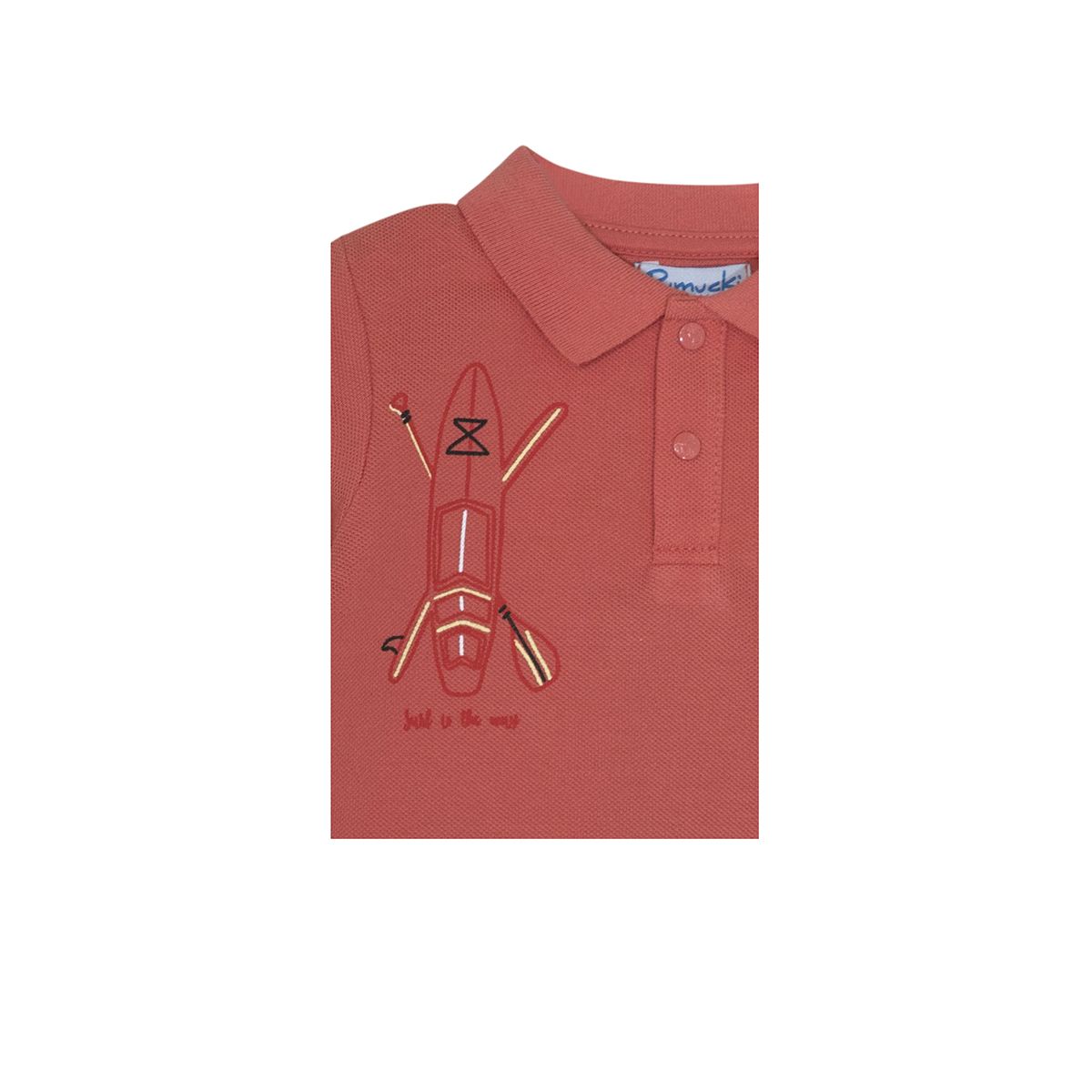 PUMUCKI - Polera Piqué Manga Corta Niño Naranjo 100% Algodón