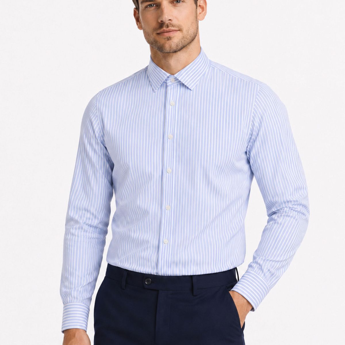 ARROW - Camisa Formal Rayas Non Iron Tailored Fit Celeste Arrow ARROW