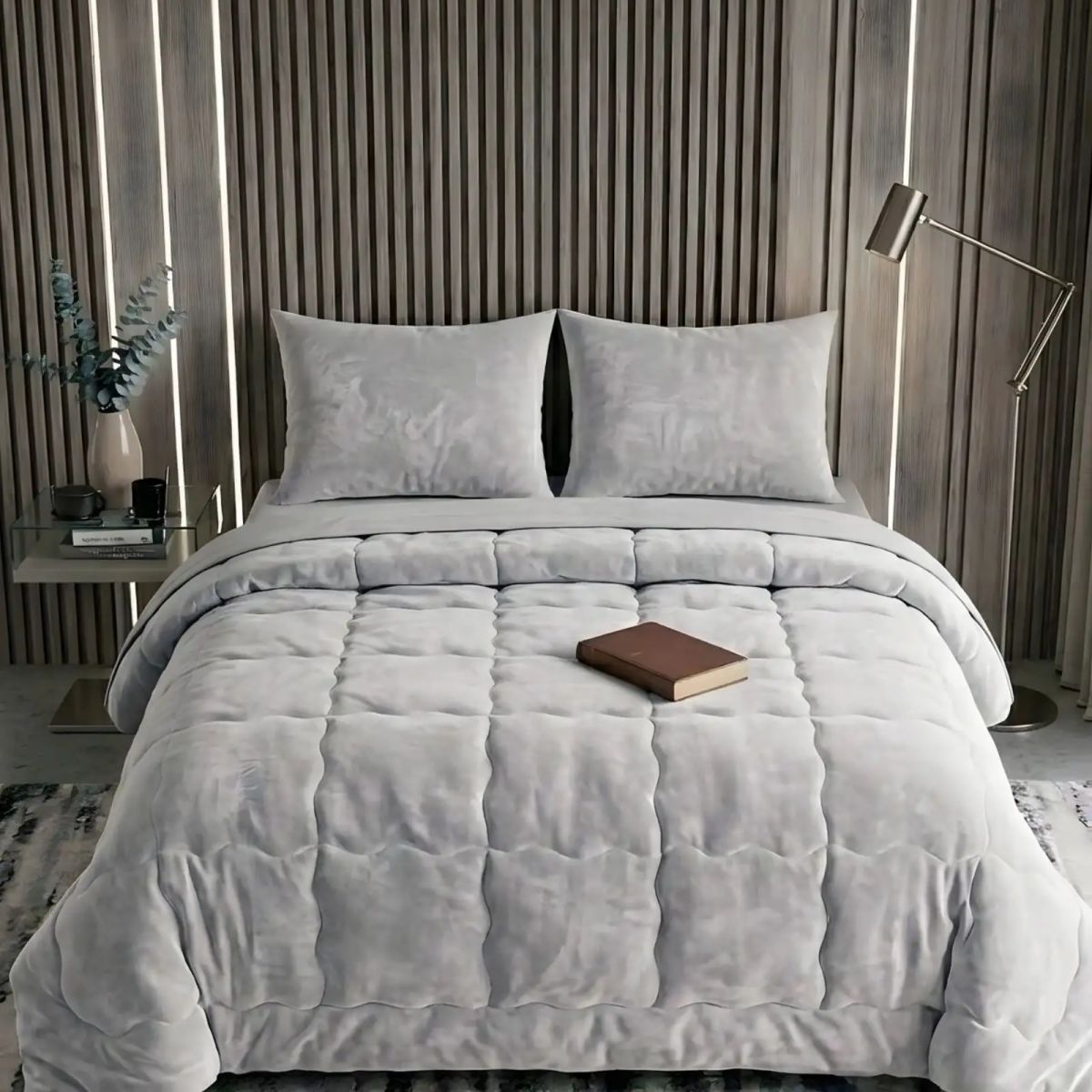 GENERICO - Plumón Cubrecama Plush Velvet Soft Premium mas  Almohadas 180x200cm