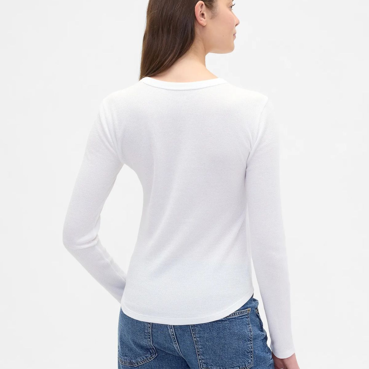GAP - Polera Mujer Gap Manga Larga Waffle Blanco
