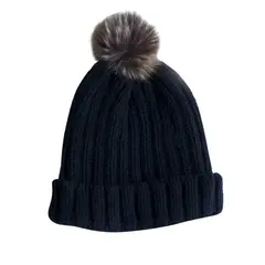 PUMUCKI - Gorro Invierno Bebé Azul con Pompón Tejido Trenzado