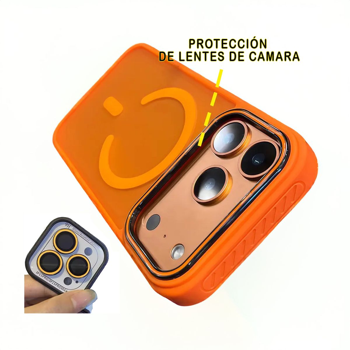 GENERICO - Carcasa Mate Con Lentes Para iPhone 17 Pro Max / Naranja