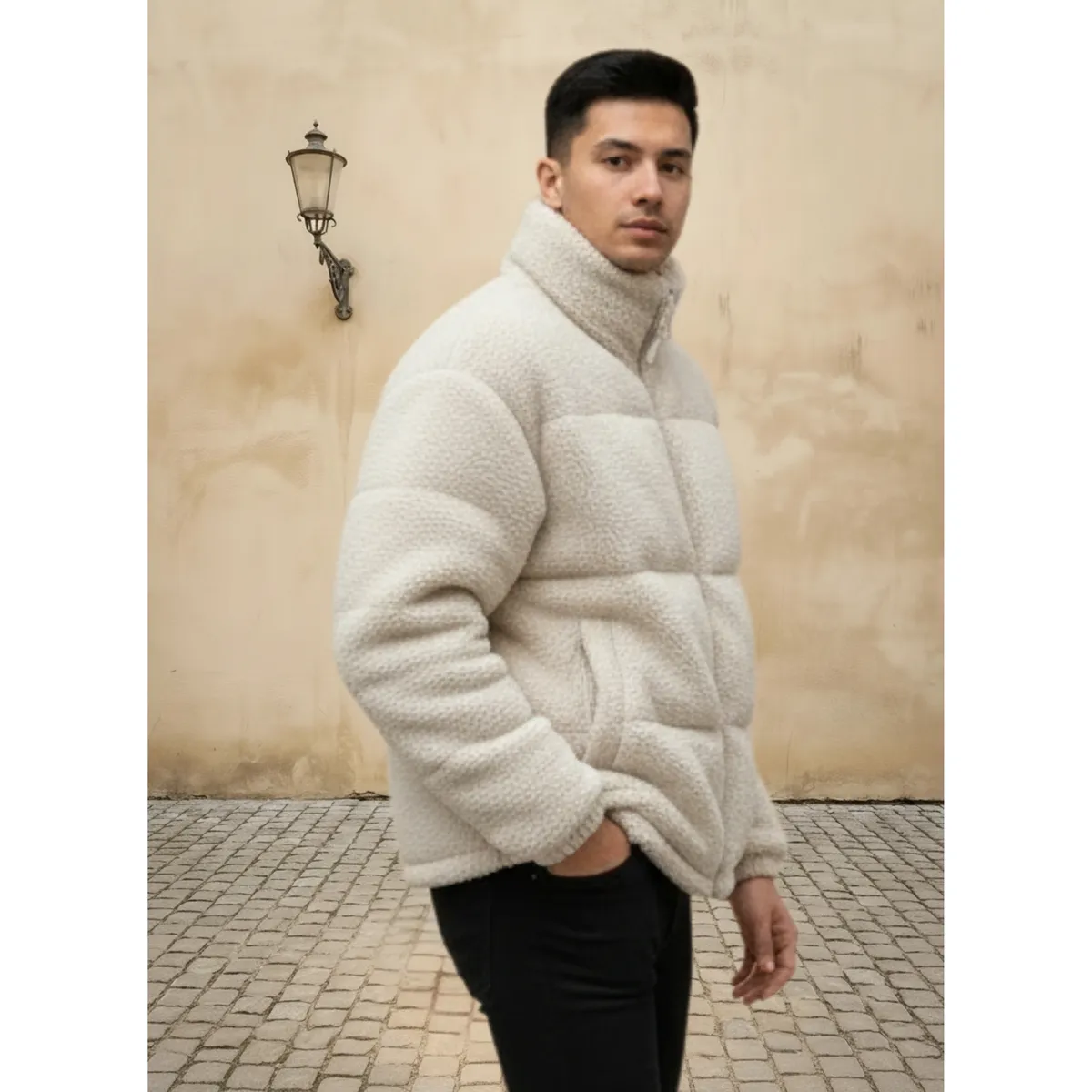 LIKE SHOP - Chaqueta Corderito Hombre Premium Calidad Cuello Alto 6091