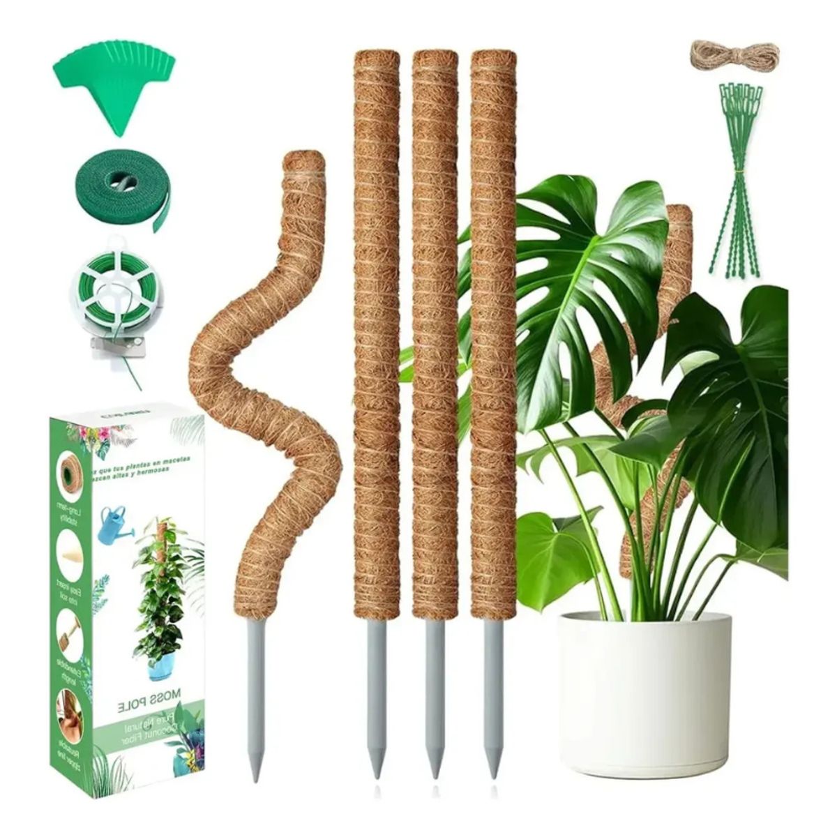 GENERICO - 21 Kits Tutor De Musgo Soporte Para Plantas 100cm/fibra Coco