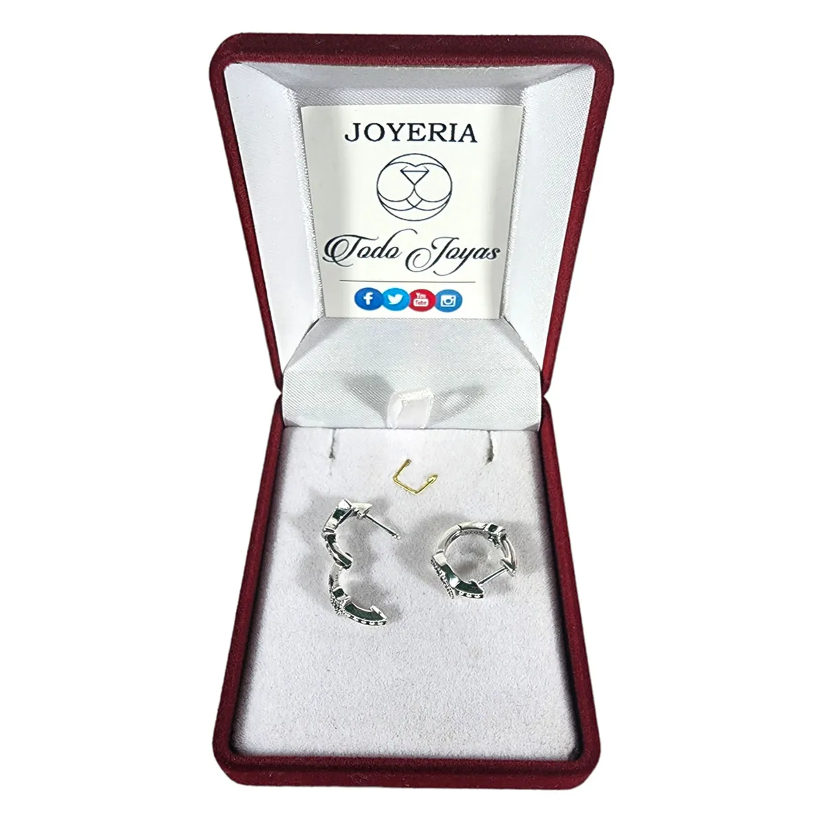 TODOJOYAS - Aros Plata 925 Luna y Estrella Huggie 15mm