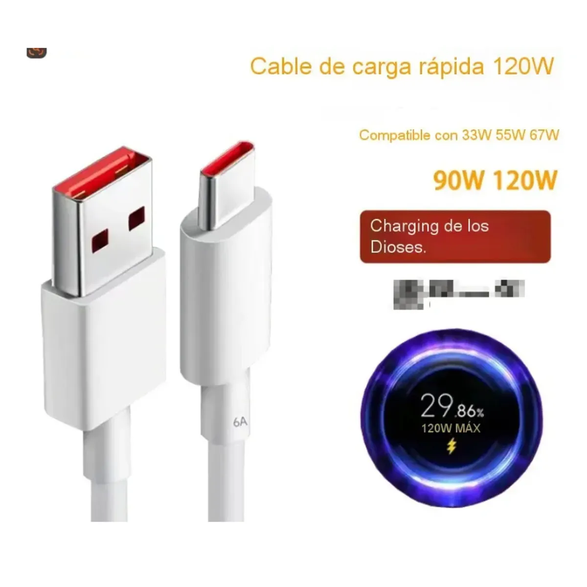 GENERICO - Cable De Carga Rápida 120w 2m Compatible Con Xiaomi Redmi