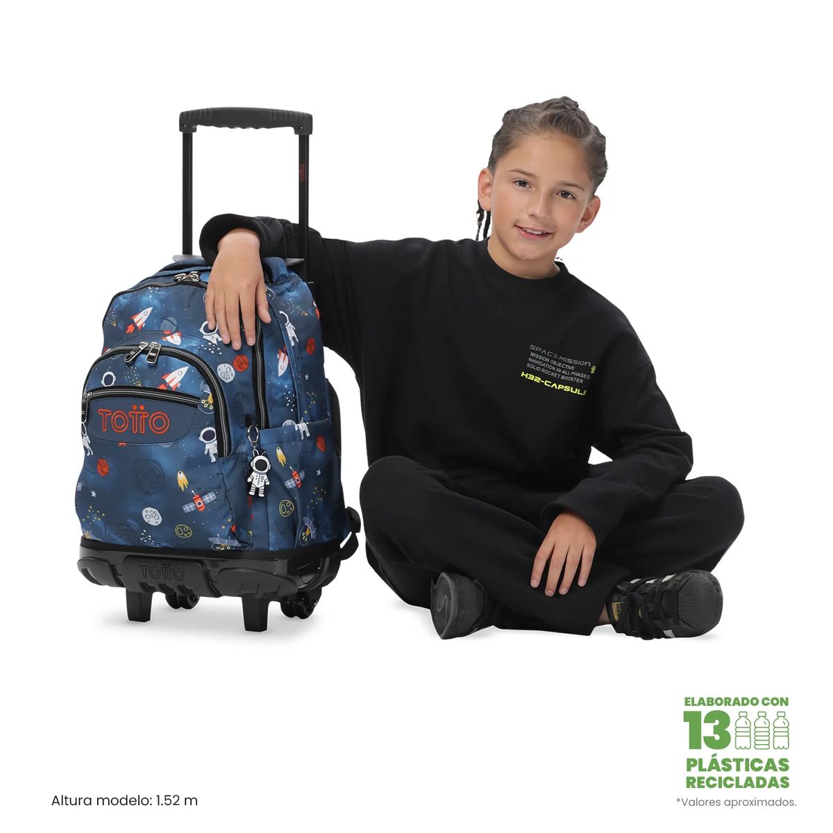 TOTTO - Morral Mochila Con Rueda Bomper Renglon Totto