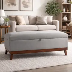 GENERICO - Banqueta con Baúl Incy Gris MaxiCosas120x40x50 cm Tapizada con Almacenaje