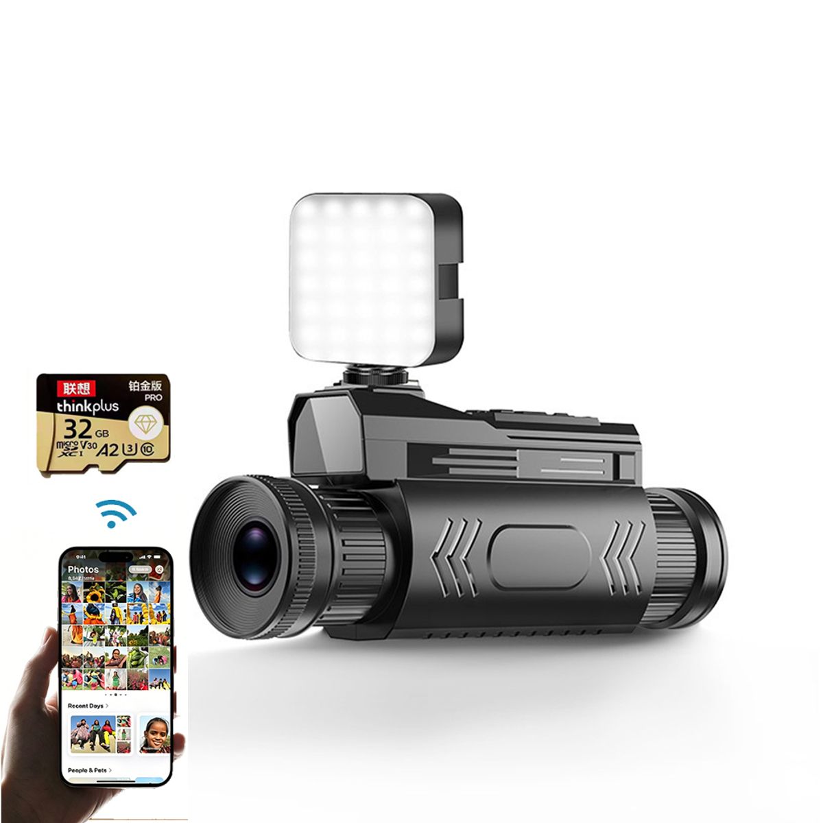 PUREPOWER - Binoculares Monoculares Infrarrojos 4K HD de Campamento, con Zoom de 28X, Soporte WiFi,32GB