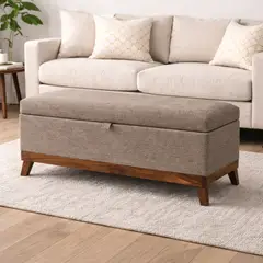 GENERICO - Banqueta con Baúl Incy Gris Beige MaxiCosas120x40x50 cm Tapizada con Almacenaje