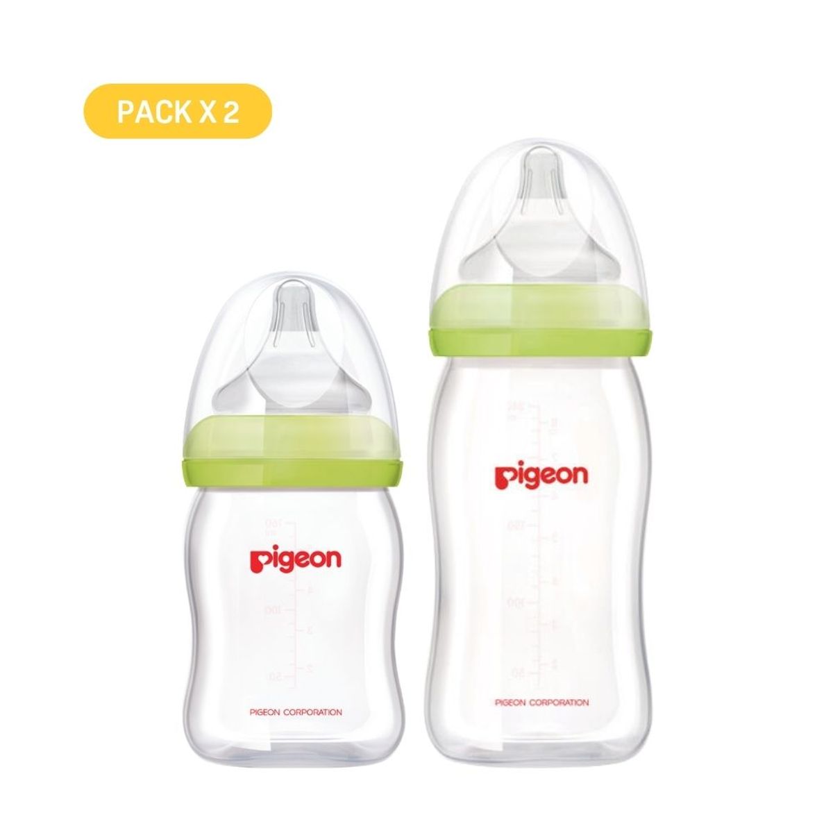 PIGEON - PACK PIGEON SofTouch Vidrio 1 mamadera 160ml + 1 mamadera 240ml