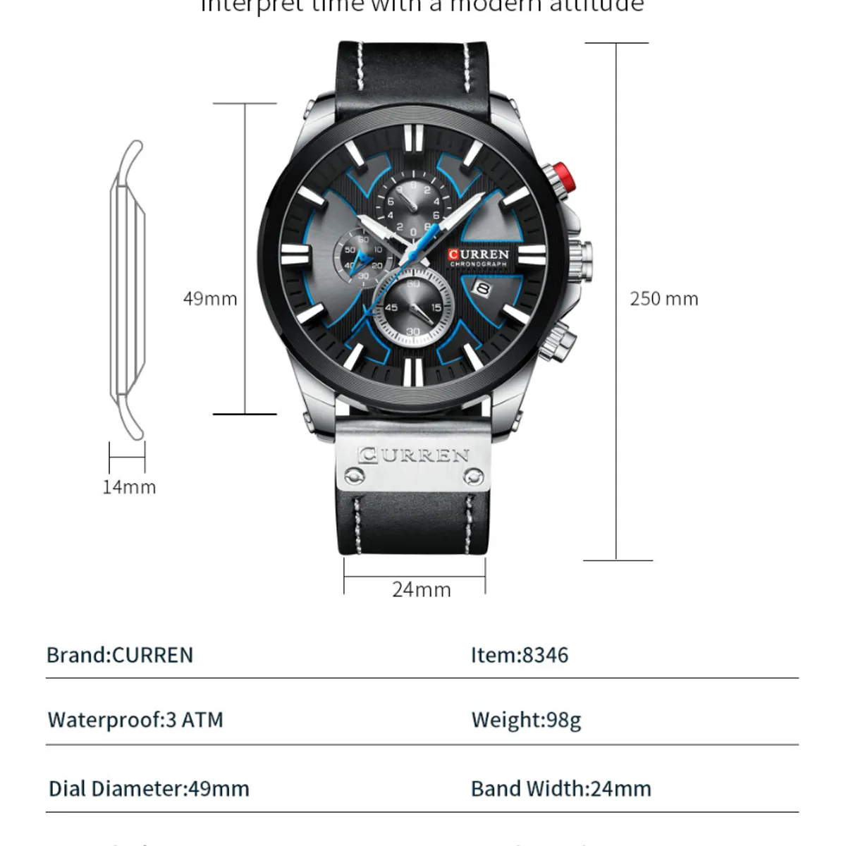 CURREN - Reloj Curren Para Hombre Acero Inoxidable Cuarzo 8346 + Caja