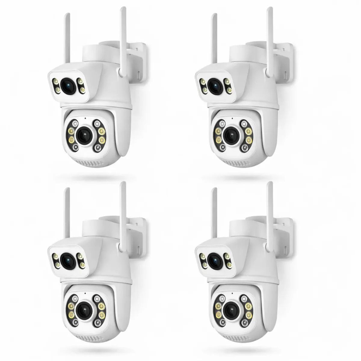 TASBEL - Pack 4 Cámaras Seguridad Doble Vision Wifi Ip Full Hd Cámaras De Vigilancia Visión Nocturna