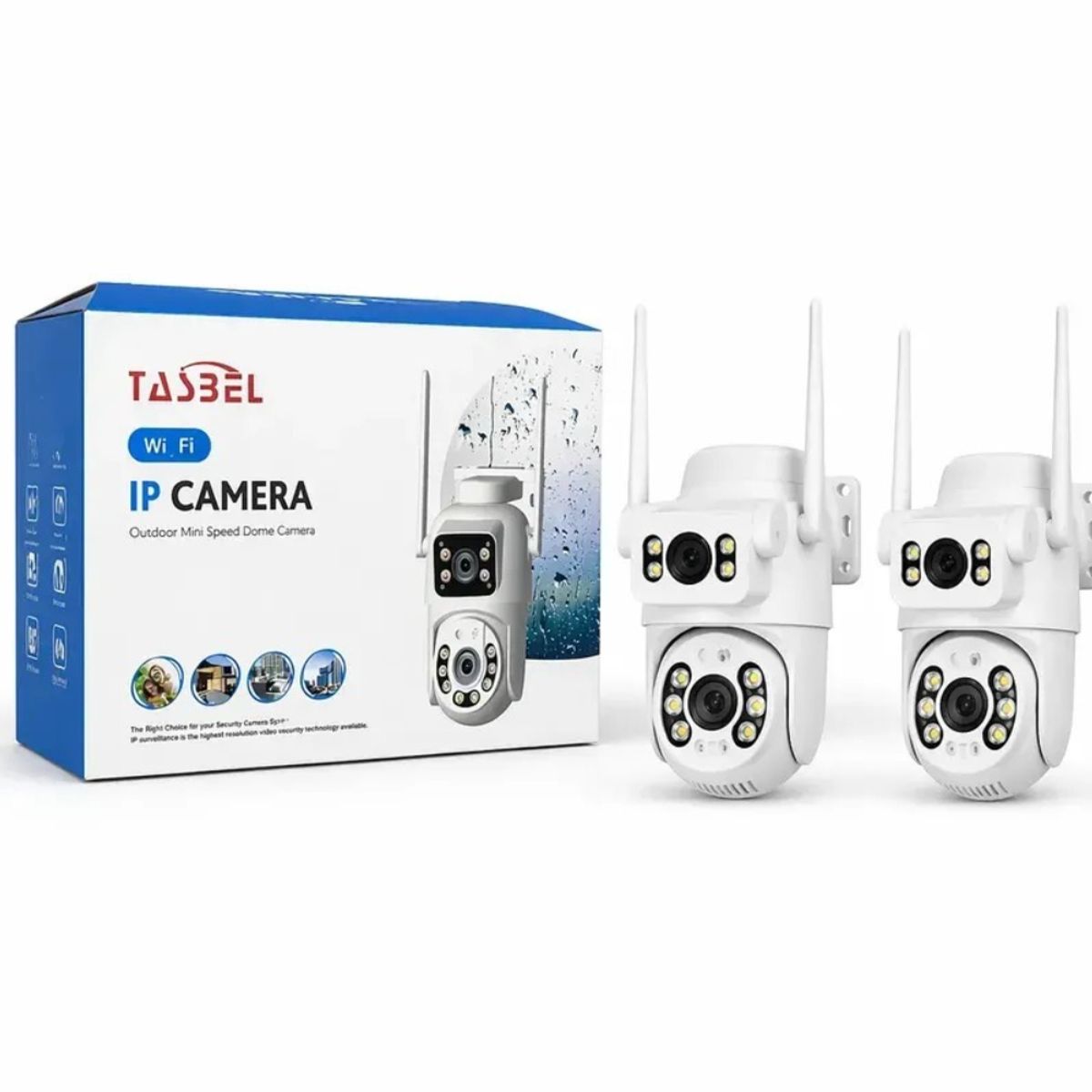 TASBEL - Pack 4 Cámaras Seguridad Doble Vision Wifi Ip Full Hd Cámaras De Vigilancia Visión Nocturna