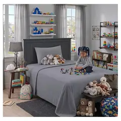 ALMA & DECO - Juego De Sábanas Polar Lisas 1.5 Plazas Gris Premium