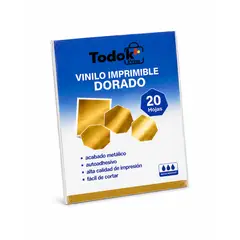 TODOK - Papel Vinilo Adhesivo Imprimible Dorado A4 20 H