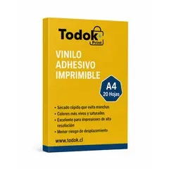 TODOK - Papel Vinilo Adhesivo Impermeable Dorado Metalizado A4 20 Hojas