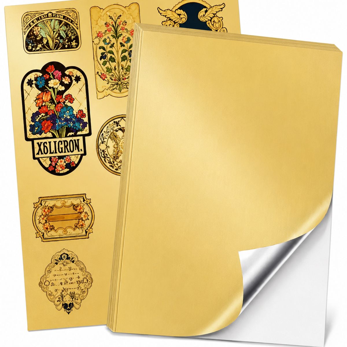 TODOK - Papel Vinilo Adhesivo Impermeable Dorado Metalizado A4 20 Hojas