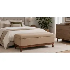 GENERICO - Banqueta con Baúl Incy Beige MaxiCosas120x40x50 cm Tapizada con Almacenaje