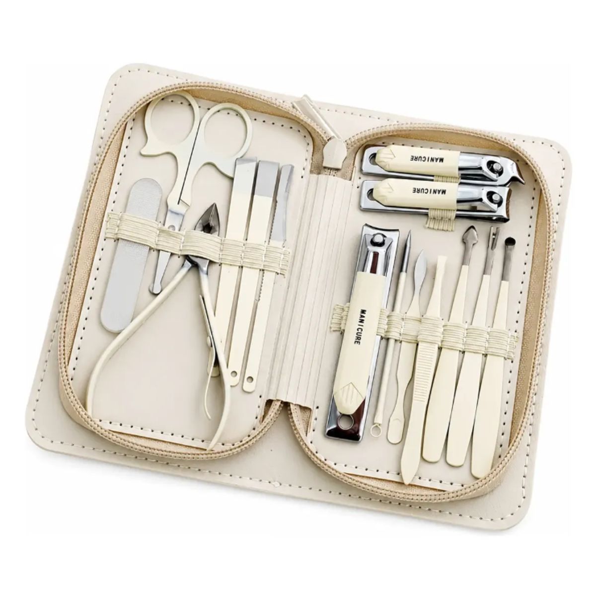 GENERICO - Kit Manicure Pedicure Profesional 15 En 1 Acero Inoxidable BLANCO