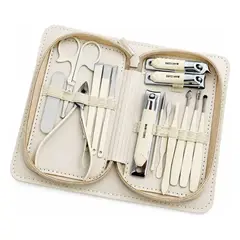 GENERICO - Kit Manicure Pedicure Profesional 15 En 1 Acero Inoxidable BLANCO
