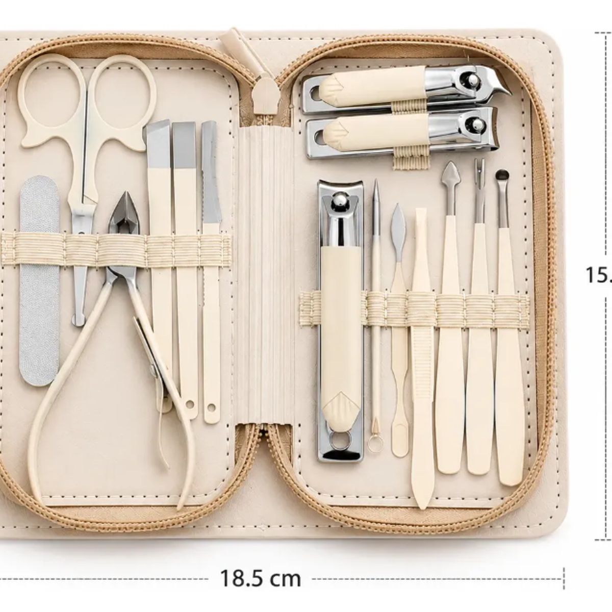 GENERICO - Kit Manicure Pedicure Profesional 15 En 1 Acero Inoxidable BLANCO