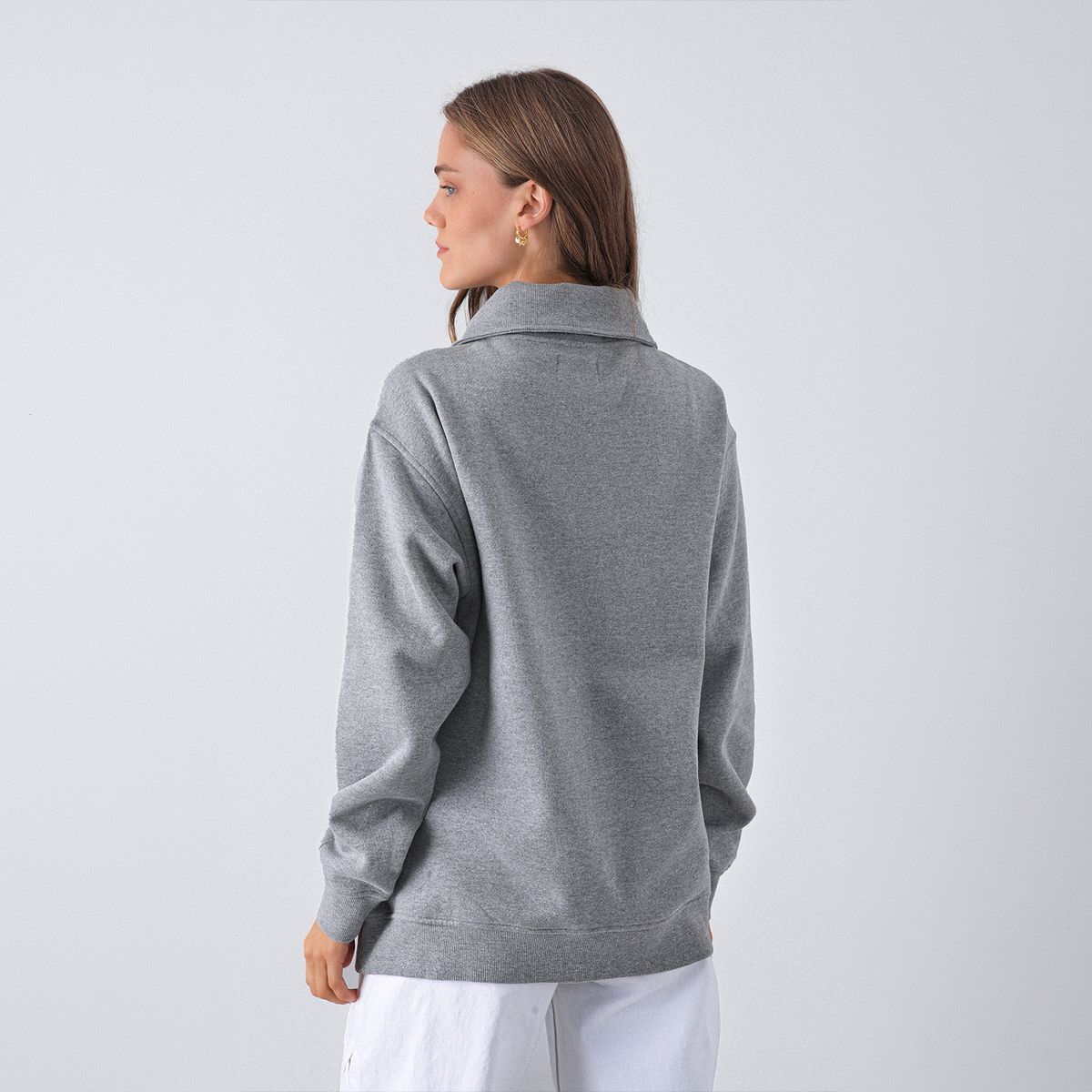 RAINDOOR - Polerón Mid Zipper Grey Melange Mujer Raindoor