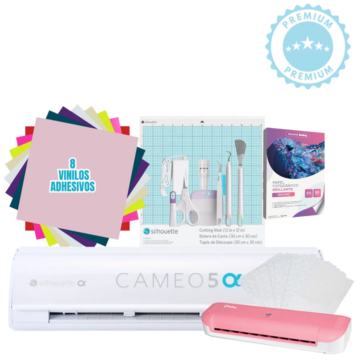 SILHOUETTE - Silhouette cameo 5 alpha  + Laminadora hoby A4 rosada K261